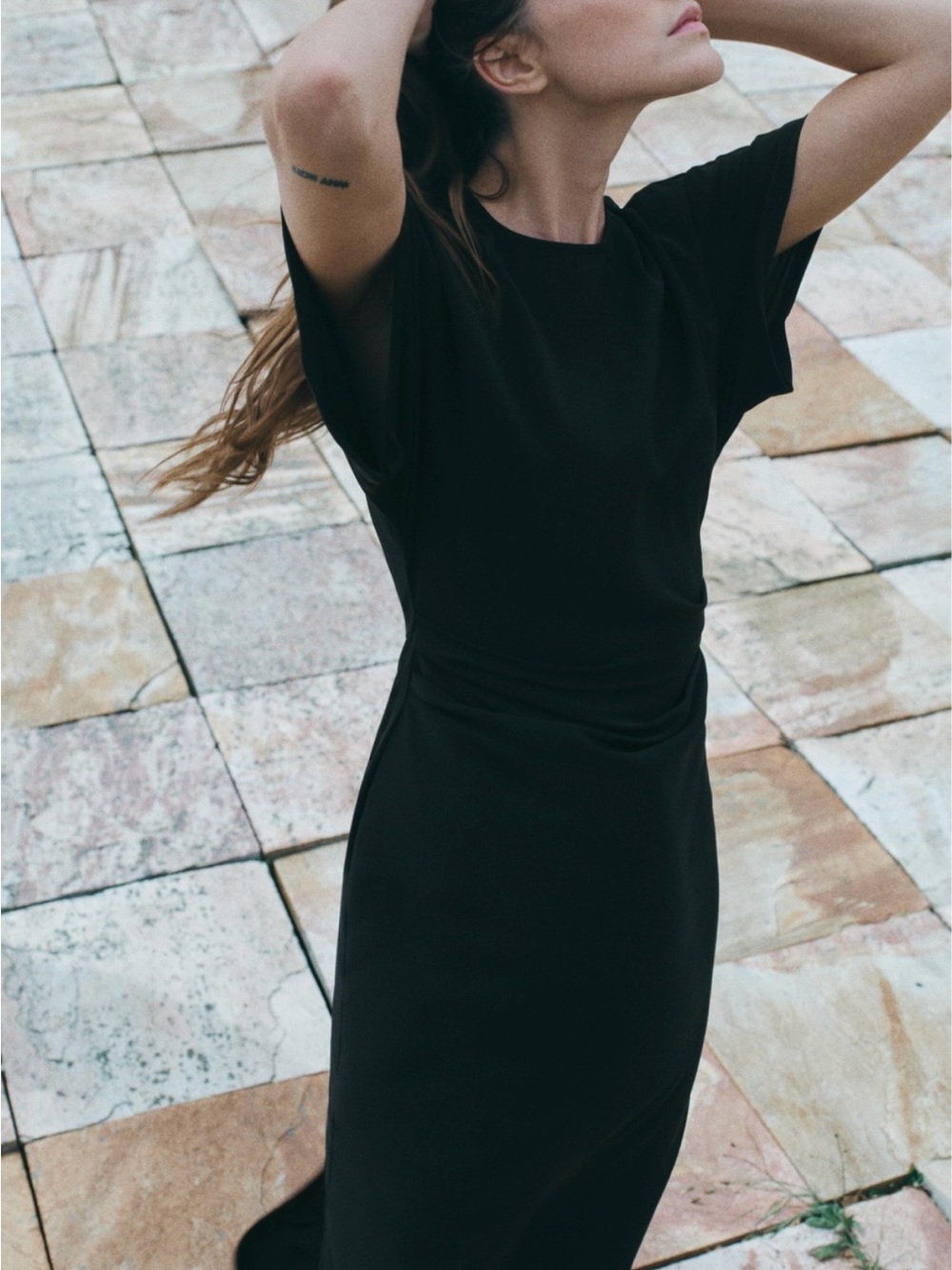 NWT Zara Draped Fitted Black Dress